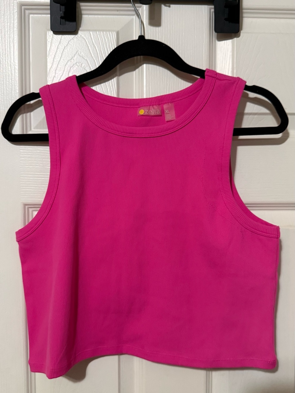 Zella Hot Pink Ribbed Cropped Tank